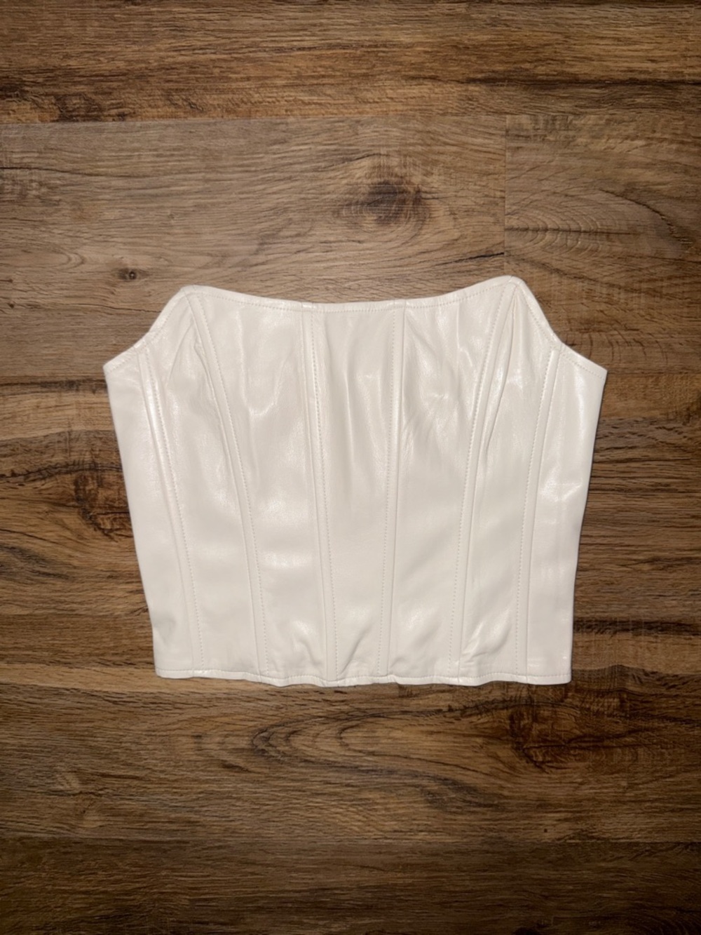 Forever 21 White Faux-Leather Corset Top